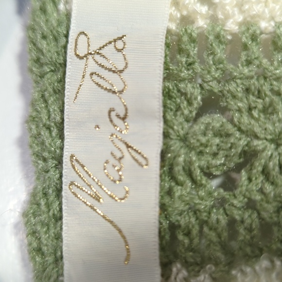 Vintage Green & White Striped V-Neck Sweater - Picture 3 of 6